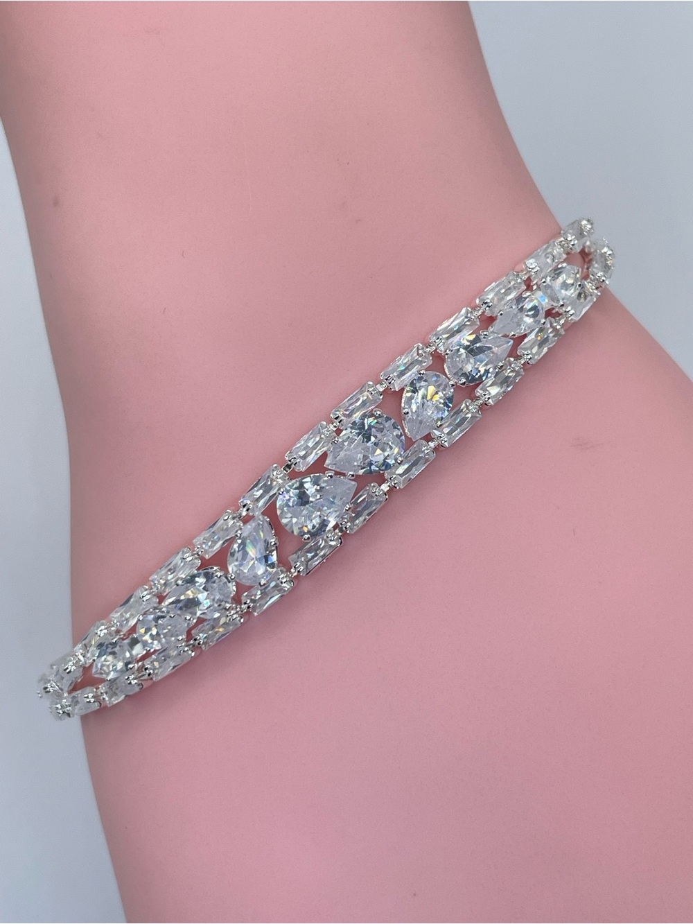 Swarovski Crystal Elements White Crystal Art Deco Bridal Tennis Bracelet